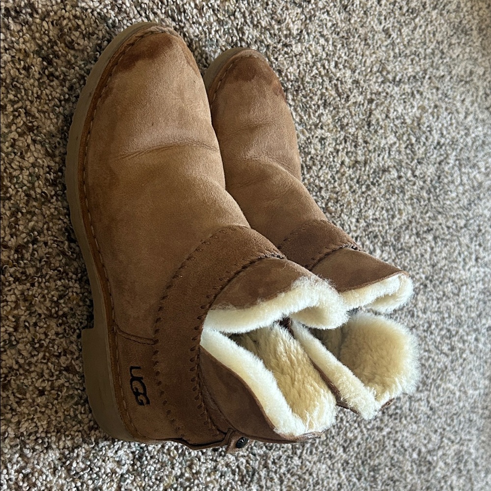 UGG Tan Suede Boots with Cream Shearling